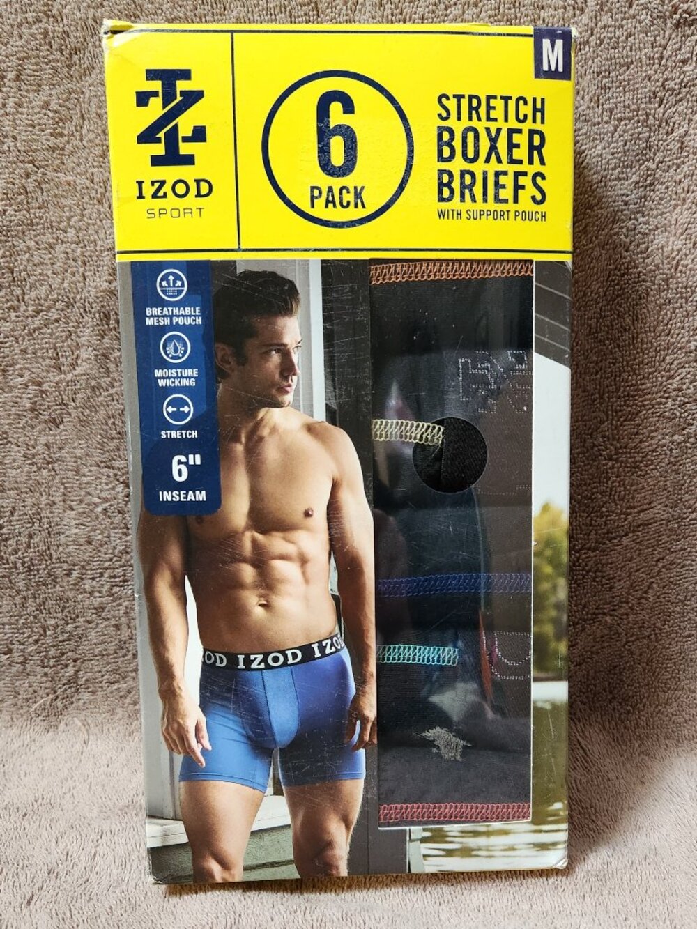 IZOD Sport Men's Stretch Boxer Briefs - 6 Pack - Medium - NEW